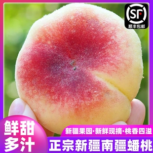 新疆石河子蟠桃正宗和静毛蟠桃新鲜时令水果优质扁桃子香甜多汁