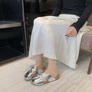 女2026夏一脚蹬休闲单鞋 女平底一字带休闲女半拖3512 包头单鞋 法式