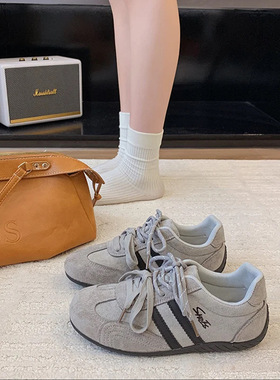 真皮平底德训鞋女2026春季新款学生百搭透气运动休闲小白鞋女K135