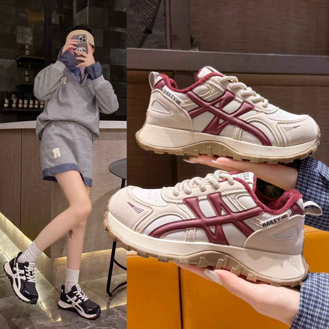 厚底防滑百搭运动鞋2025新款女款秋款轻便软底不累脚老爹鞋k902