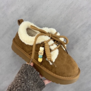 富奈加绒勃肯鞋女2025冬季新款羊羔绒加厚保暖防滑雪地女靴558822