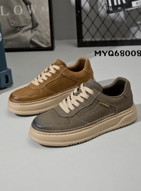 男鞋2025新款软底软面增高休闲鞋男士复古防滑厚底运动板鞋68008