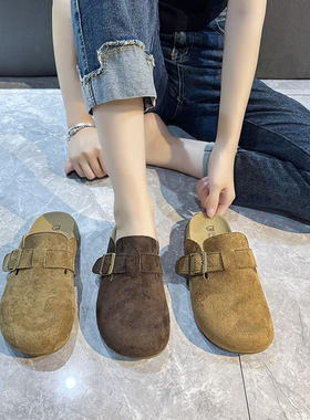 一脚蹬轻便时尚2026春外穿勃肯鞋包头拖鞋增高复古潮流女鞋228-8