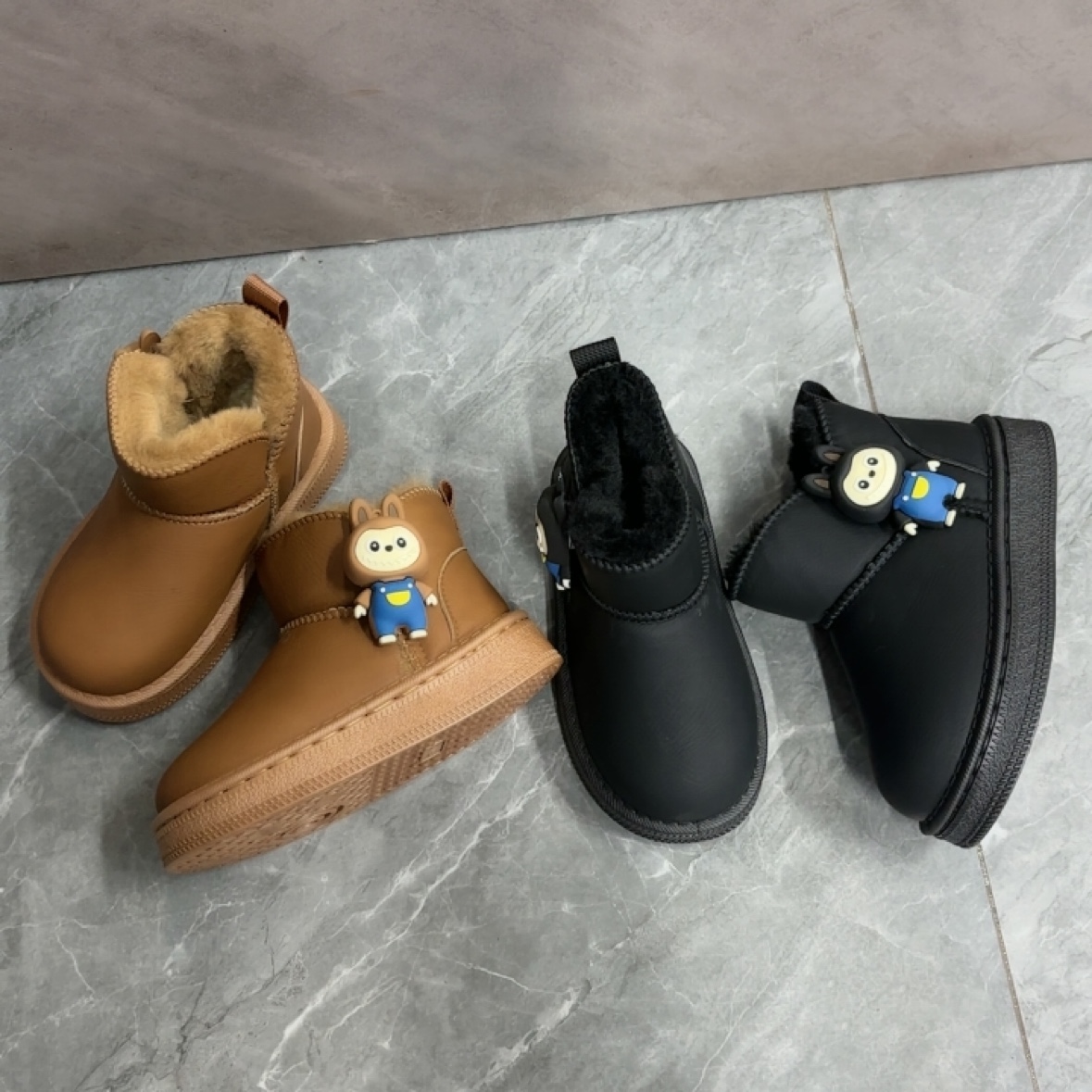 儿童雪地棉2025冬季新加绒保暖棉鞋男女童平底防滑软底圆头25-3