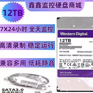 西数紫盘12TB监控硬盘10tb机械硬盘监控录像机硬盘企业级点歌机盘