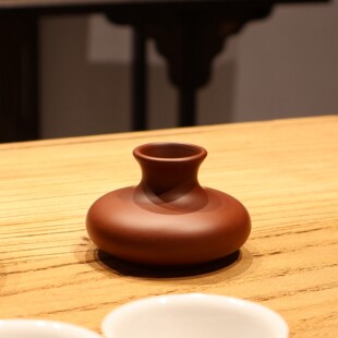 潮州朱泥盖置盖托红泥香插迷你小花瓶紫砂壶茶道配件紫砂壶