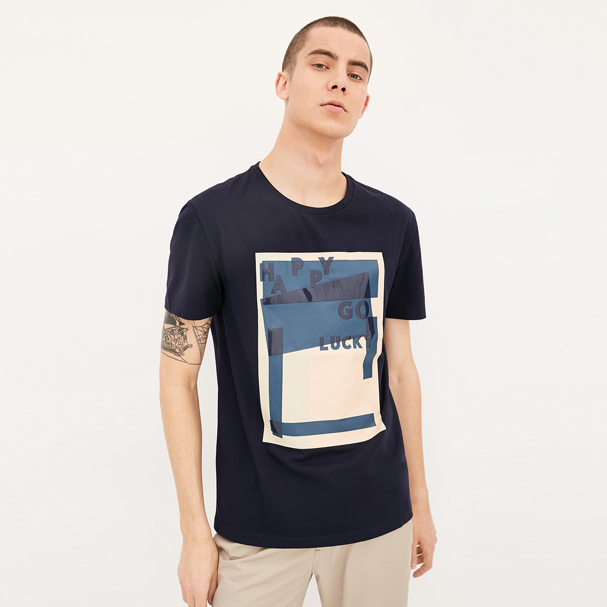 JackJones½Ü¿ËÇí˹ÄÐ×°´¿ÃÞ½ºÓ¡¶ÌÐäTÐôE|217301521