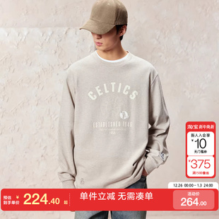 绫致杰克琼斯男秋季 上衣 T恤NBA联名宽松圆领字母胶印日常长袖