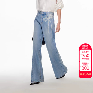 精致 2026春新纯棉印花蝴蝶结贴钻直筒裤 绫致Vero Moda牛仔裤