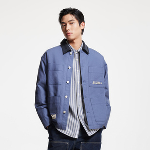 tq区绫致杰克琼斯24冬字母刺绣加棉内里基础百搭尖领棉服男