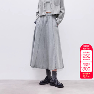 绫致ONLY冬季 A字伞形解构松紧腰牛仔半身裙女 新款