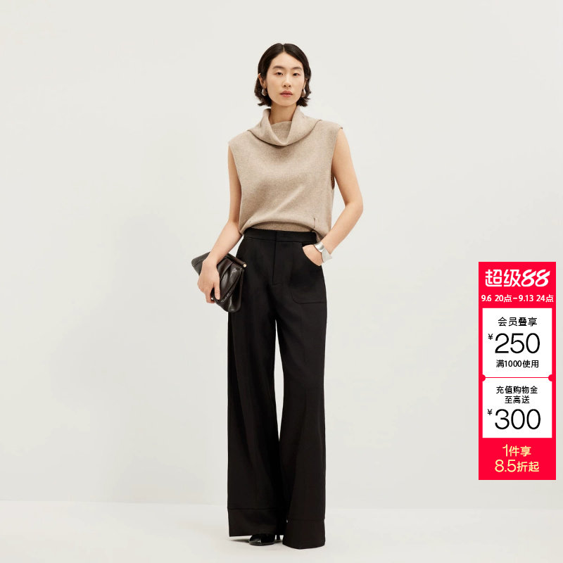 绫致Vero Moda2026秋上新休闲裤实穿侧插口袋前面拉链设计阔腿裤