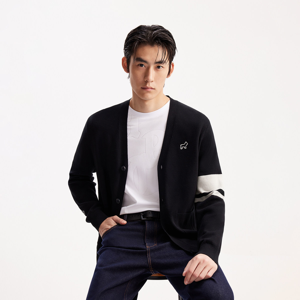 绫致杰克琼斯男生秋冬简约毛衣2025年开衫舒适长袖百搭针织衫