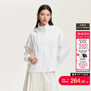 v区绫致Vero Moda夹克女秋冬新款抽绳连帽可调节宽松外套