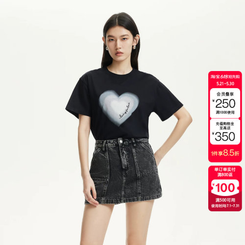 绫致Vero Moda短裤女春新款高腰做旧水洗磨白牛仔裙裤时尚百搭