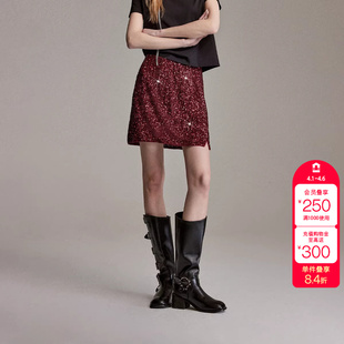 绫致ONLY2026春季 派对吸睛亮片A摆开叉短裙半身裙女 新款