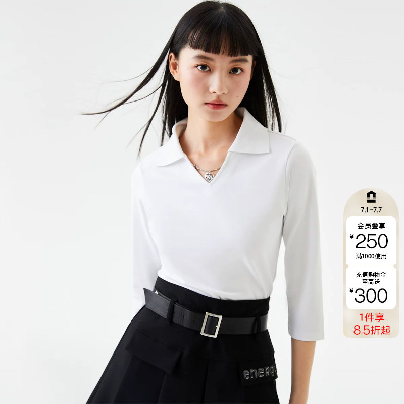 tq区绫致Vero ModaT恤女春夏圆领H短袖简约气质时尚潮流