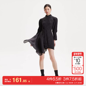 t区绫致VeroModa连衣裙25春夏中式 改良旗袍玫瑰暗纹时尚