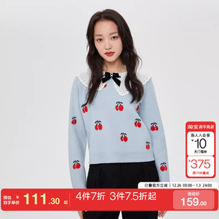 宽松娃娃领甜美可爱时尚 女24秋冬新款 潮 Moda针织衫 tq区绫致Vero