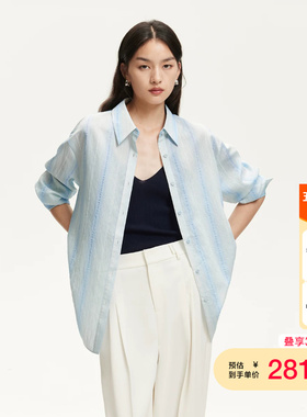 vq区绫致Vero Moda衬衫夏季后背纽结设计微透轻薄宽松上衣