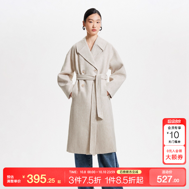 tq区绫致Vero Moda风衣外套女24秋冬优雅简约大翻领双排扣