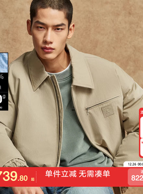 绫致杰克琼斯男冬羽绒服肌理感字母胶印宽松时尚百搭长袖外套