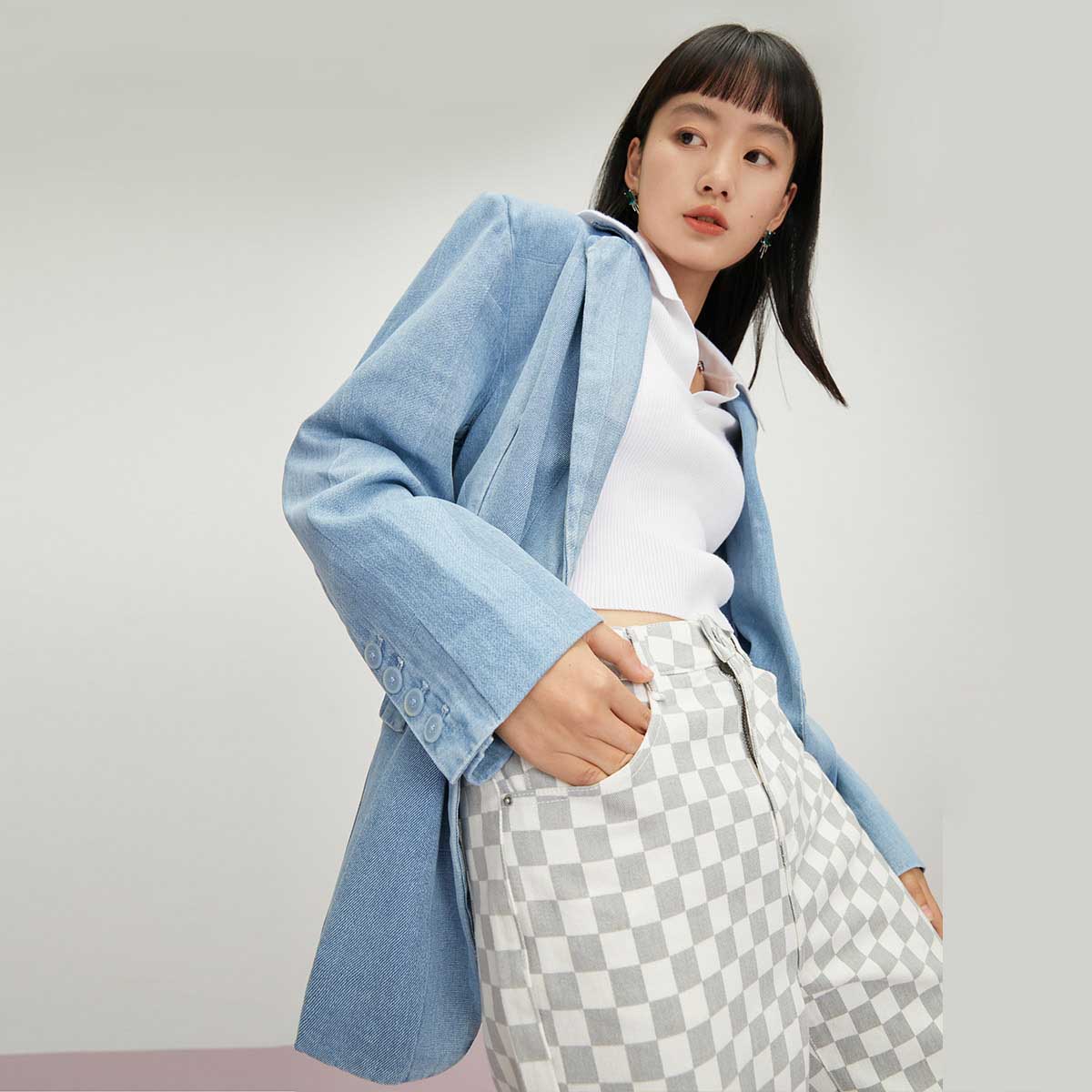 t区绫致Vero Moda2024春夏新款百搭休闲纯棉西装牛仔外套女