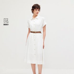绫致ONLY2026春季新款落肩A字裙摆衬衫款莱赛尔两件套连衣裙女