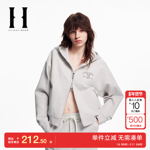 绫致SEASON HIGH NFL联名款巴尔的摩乌鸦队潮连帽双拉链卫衣女装