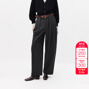 袢一字后袋宽松阔腿休闲裤 显瘦立体裤 女 新款 绫致ONLY2026春季