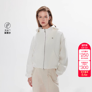 绫致ONLY秋冬新款 宽松落肩连帽双向拉链卫衣外套女