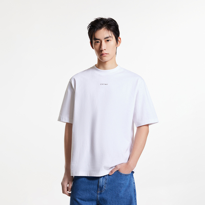 tq区绫致杰克琼斯春夏胶印纯棉oversized圆领短袖T恤男