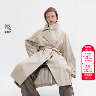 绫致ONLY秋冬新款 松弛插肩廓形风衣外套女 双排扣长袖