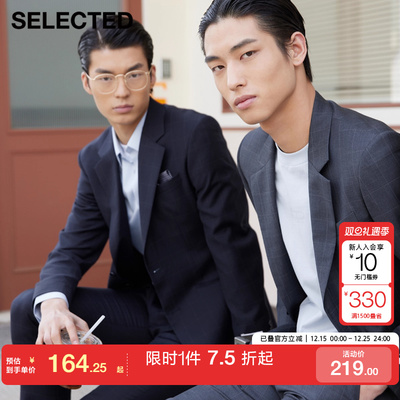 [专区到手1折起]绫致SELECTED思莱德秋冬格纹含羊毛正装西装外套