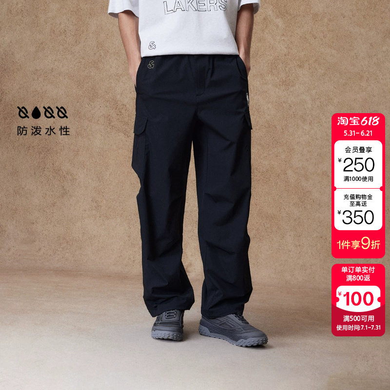 绫致杰克琼斯NBA联名男休闲裤春季新款时尚印花宽松工装阔腿长裤
