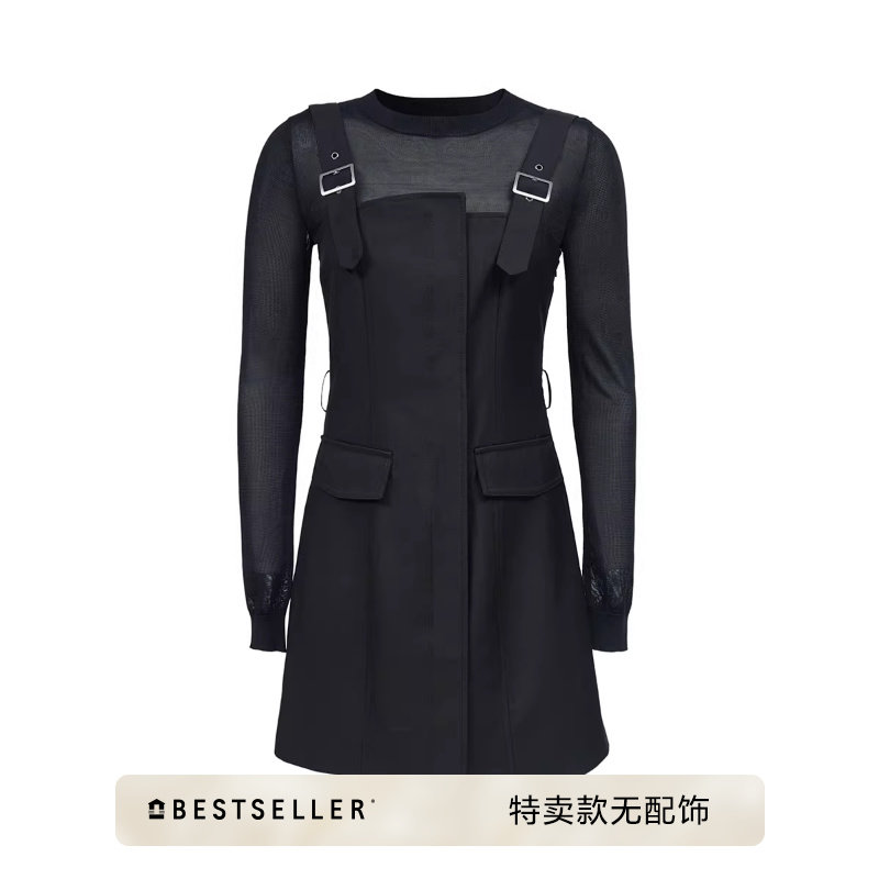 [特卖无配饰]绫致Vero Moda连衣裙新款真两件不对称裙摆背带裙
