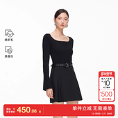 新款 绫致Vero Moda连衣裙2026春季 含绵羊毛桑蚕丝腰带优雅短裙