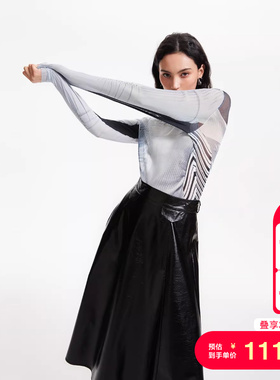 tq区CoutureMade T恤女25春夏微透网纱拼接感打底衫上衣