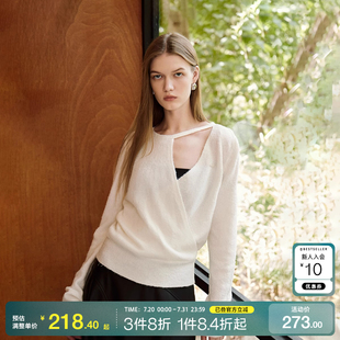 o区绫致ONLY2024秋冬新款 女潮 时尚 设计感纯色正肩显瘦毛衣针织衫