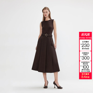 绫致ONLY秋冬新款无袖中长款A字针织牛仔拼接连衣裙女
