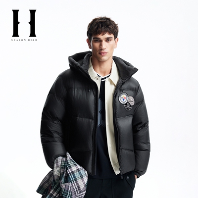 绫致SEASON HIGH NFL联名冬季男装羽绒服宽松连帽长