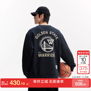 绫致杰克琼斯NBA联名款 字母刺绣宽松休闲圆领卫衣 勇士队冬季