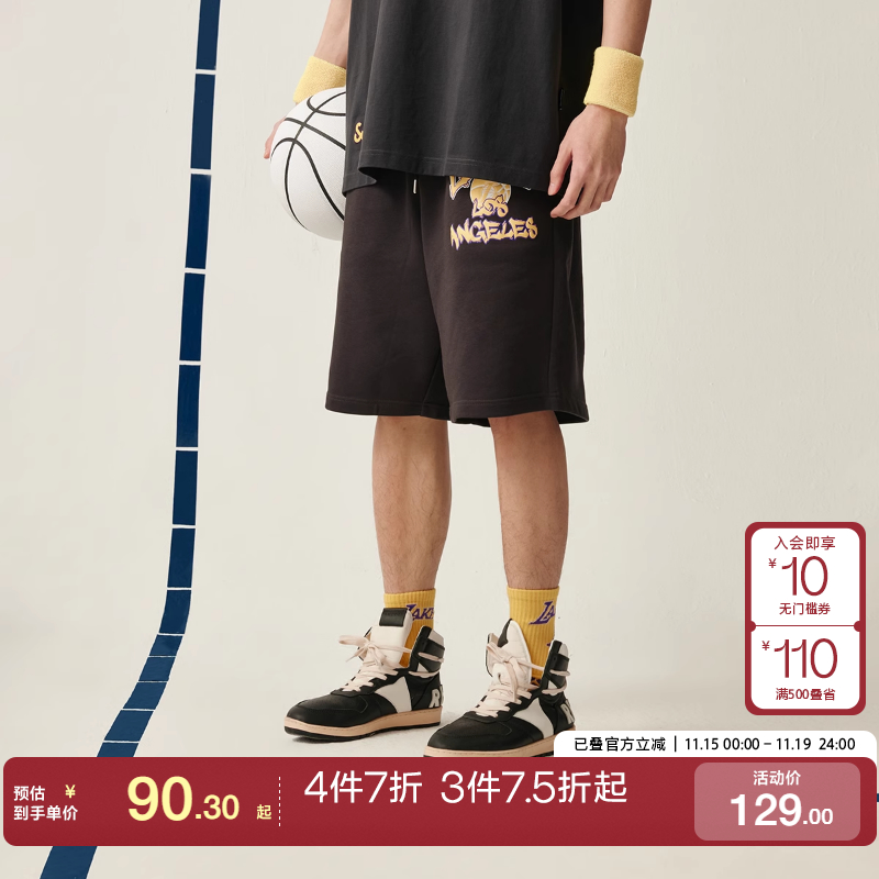 tq区绫致杰克琼斯NBA联名款短裤立体胶印春松紧抽绳腰下装