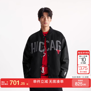 绫致杰克琼斯NBA联名男装 贴布绣棒球领保暖外套 羽绒服秋冬季