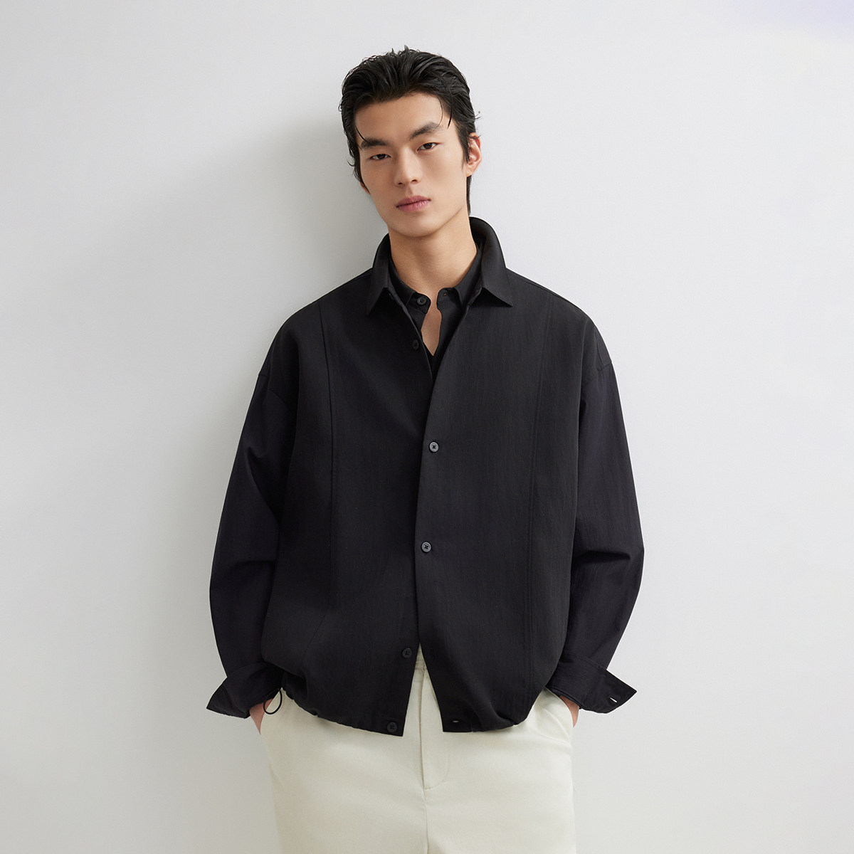 绫致杰克琼斯男上衣衬衫开衫廓形纽扣翻领拼接设计时尚百搭潮休闲,男装,衬衫,淘宝优惠券,粉丝福利购,淘宝优惠卷