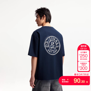 tq区绫致杰克琼斯男夏纯棉字母胶印三色可选宽松短袖 T恤