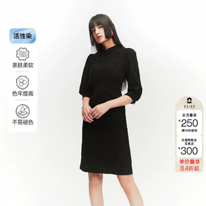 绫致ONLY春夏活性染泡泡袖暗纹短款牛仔连衣裙女时尚