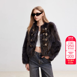 优雅气质圆领短款 时尚 皮草外套女 新款 绫致ONLY冬季
