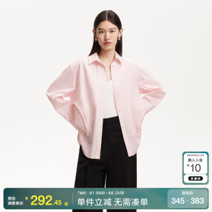 纯棉宽松侧身抽绳系带上衣 绫致Vero Moda衬衫 女2025夏季 新款