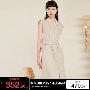 感翻领无袖 绫致Vero Moda2024春夏新款 通勤风工装 纯色连衣裙